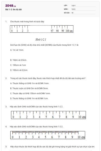 Bài 1-2: Đo độ dài