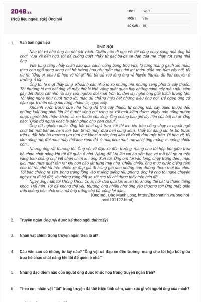 (Ngữ liệu ngoài sgk) Ông nội