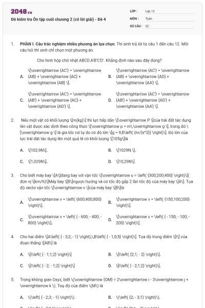 Đề kiểm tra Ôn tập cuối chương 2 (có lời giải) - Đề 4