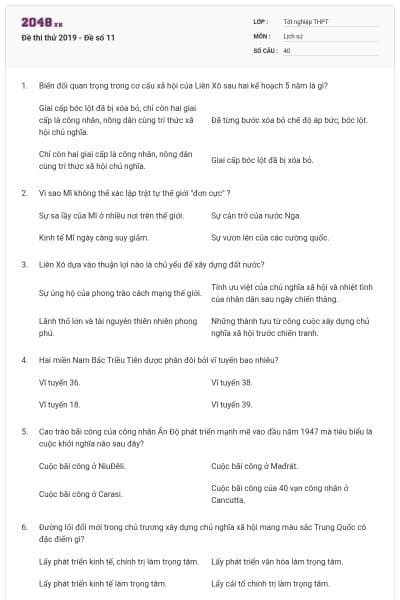 Đề thi thử 2019 - Đề số 11