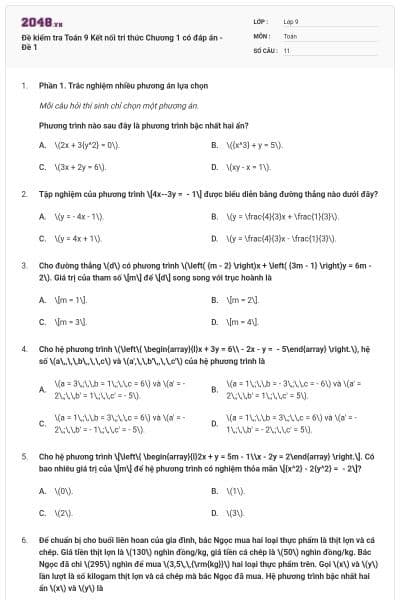 Đề kiểm tra Toán 9 Kết nối tri thức Chương 1 có đáp án - Đề 1