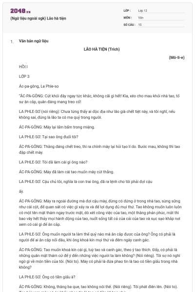 (Ngữ liệu ngoài sgk) Lão hà tiện