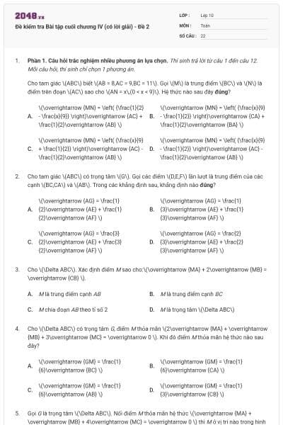 Đề kiểm tra Bài tập cuối chương IV (có lời giải) - Đề 2