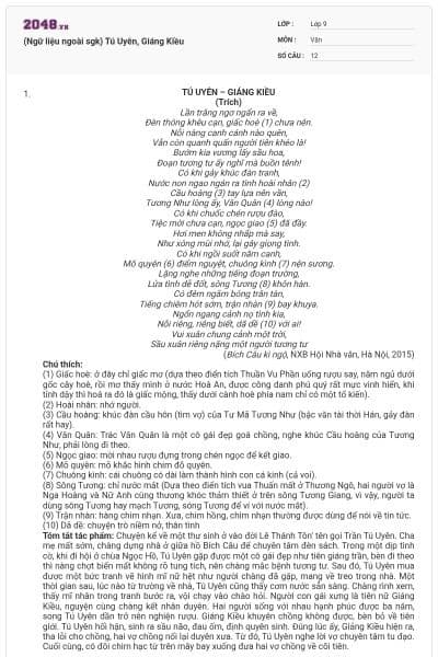 (Ngữ liệu ngoài sgk) Tú Uyên, Giáng Kiều