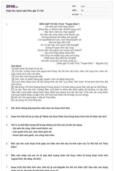 (Ngữ liệu ngoài sgk) Kiều gặp Từ Hải