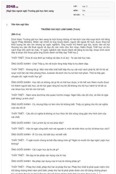 (Ngữ liệu ngoài sgk) Trưởng giả học làm sang