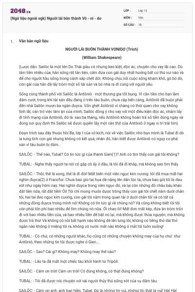 (Ngữ liệu ngoài sgk) Người lái bôn thành Vô - ni - dơ