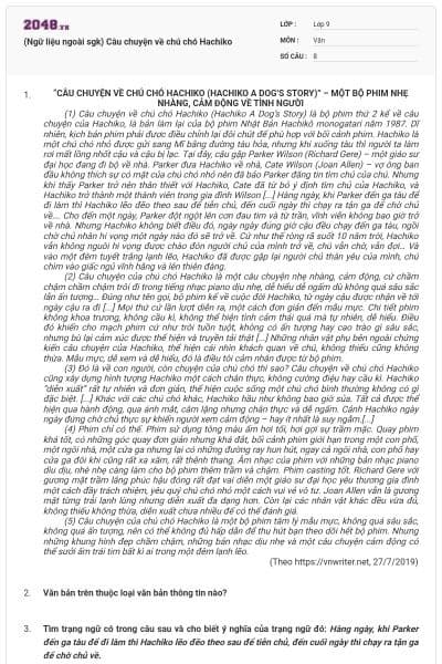 (Ngữ liệu ngoài sgk) Câu chuyện về chú chó Hachiko