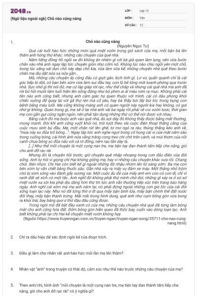 (Ngữ liệu ngoài sgk) Chỗ nào cũng nắng