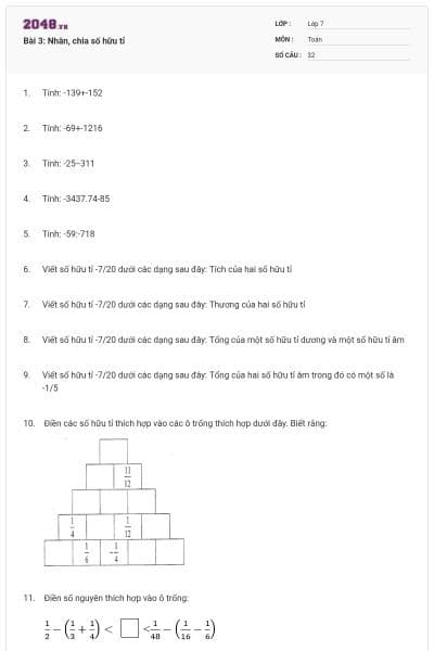 Bài 3: Nhân, chia số hữu tỉ