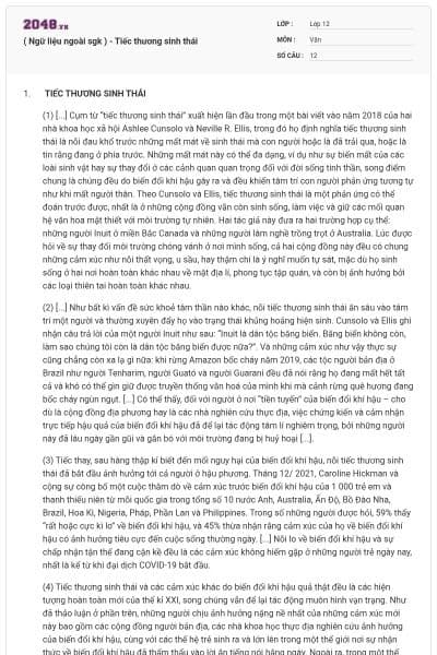 ( Ngữ liệu ngoài sgk ) - Tiếc thương sinh thái