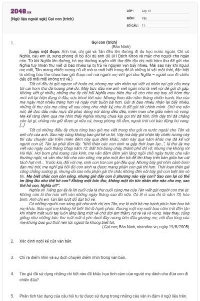 (Ngữ liệu ngoài sgk) Gọi con (trích)