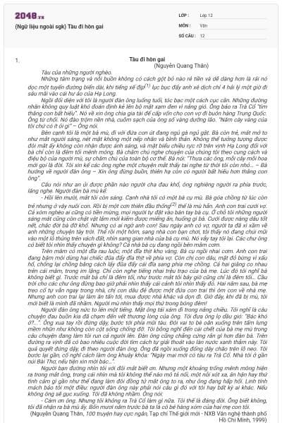 (Ngữ liệu ngoài sgk) Tàu đi hòn gai