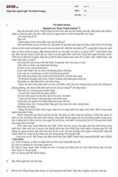 (Ngữ liệu ngoài sgk) Thi thành hoàng