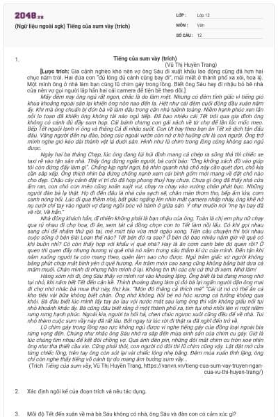 (Ngữ liệu ngoài sgk) Tiếng của sum vầy (trích)