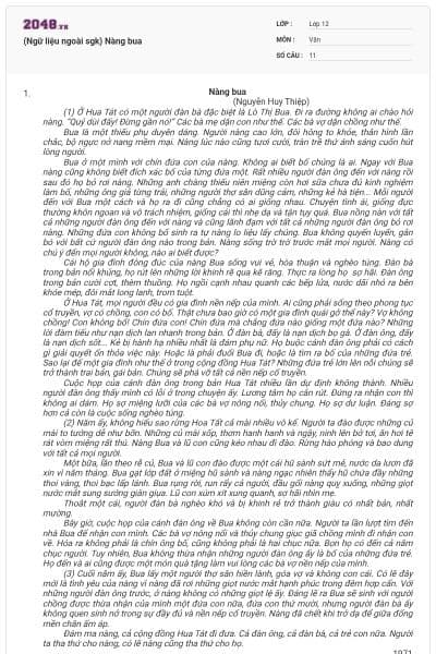 (Ngữ liệu ngoài sgk) Nàng bua