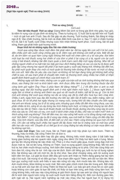 (Ngữ liệu ngoài sgk) Thời xa vắng (trích)