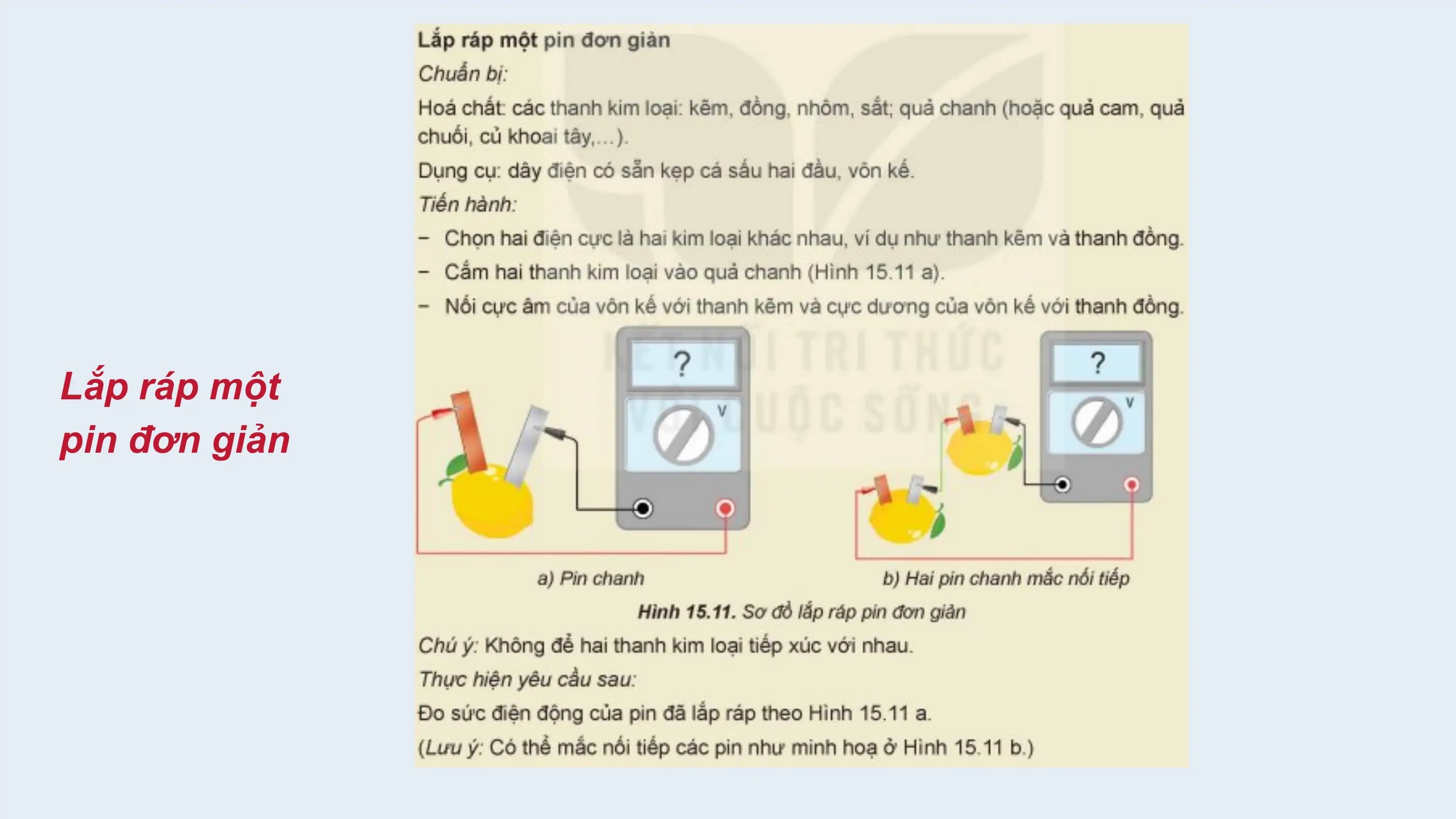 Lắp ráp một
pin đơn giản