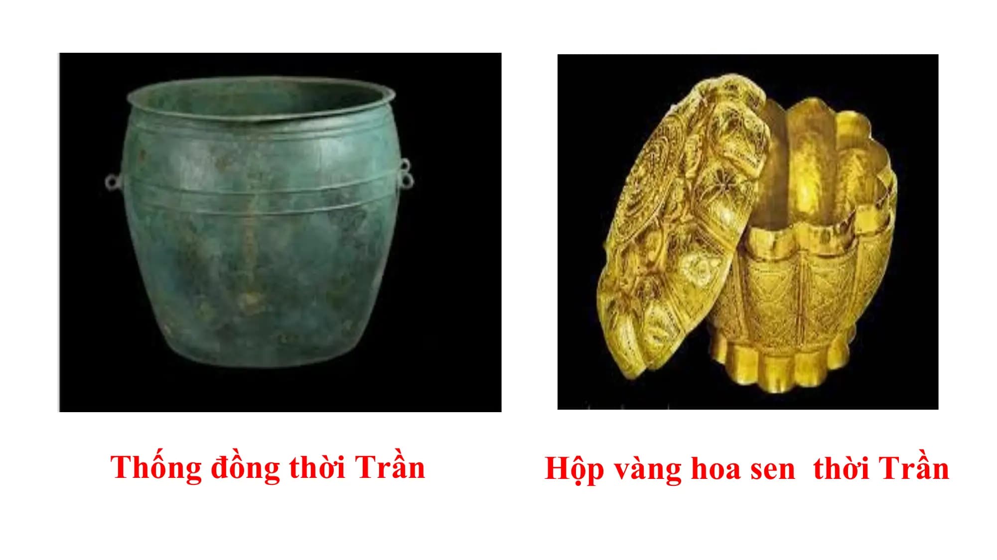 Thống đồng thời Trần Hộp vàng hoa sen thời Trần