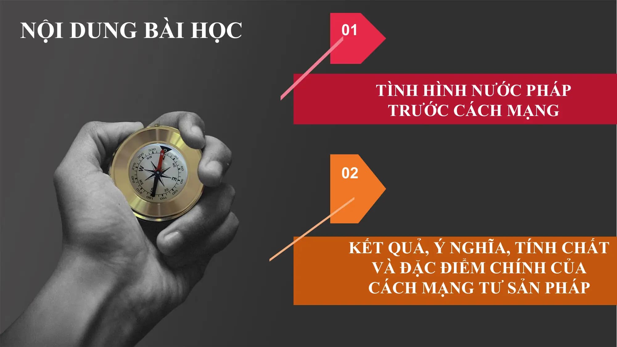 NỘI DUNG BÀI HỌC 01
TÌNH HÌNH NƯỚC PHÁP
TRƯỚC CÁCH MẠNG
02
KẾT QUẢ, Ý NGHĨA, TÍNH CHẤT
VÀ ĐẶC ĐIỂM CHÍNH CỦA
CÁCH MẠNG TƯ SẢN PHÁP