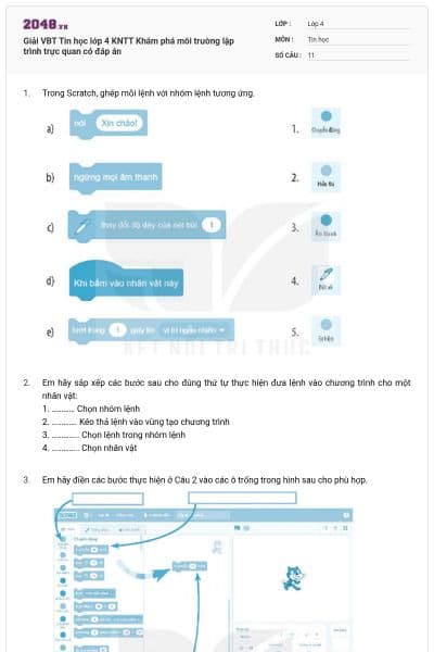 Giải VBT Tin học lớp 4 KNTT Khám phá môi trường lập trình trực quan có đáp án