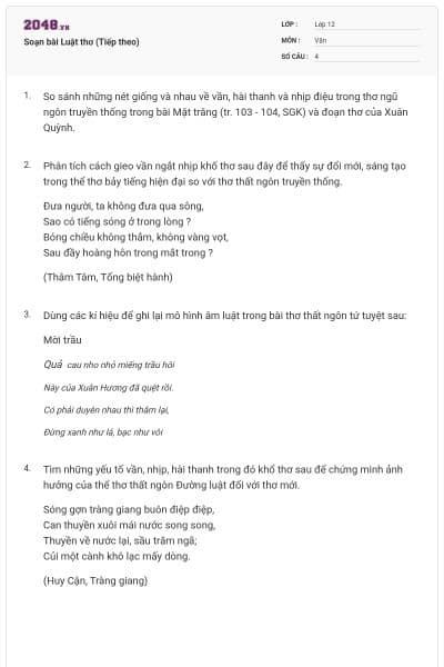 Soạn bài Luật thơ (Tiếp theo)