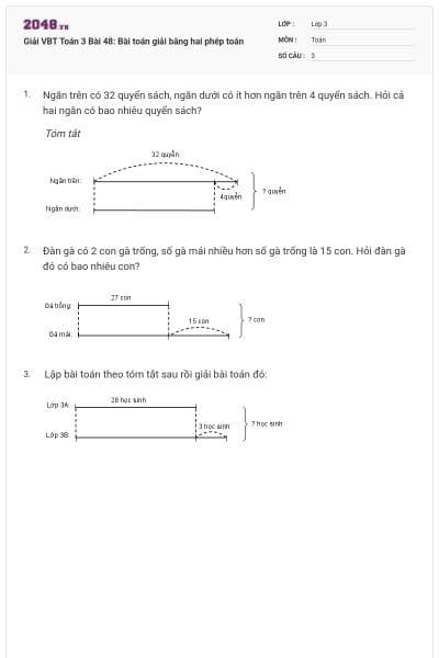 Giải VBT Toán 3 Bài 48: Bài toán giải bằng hai phép toán