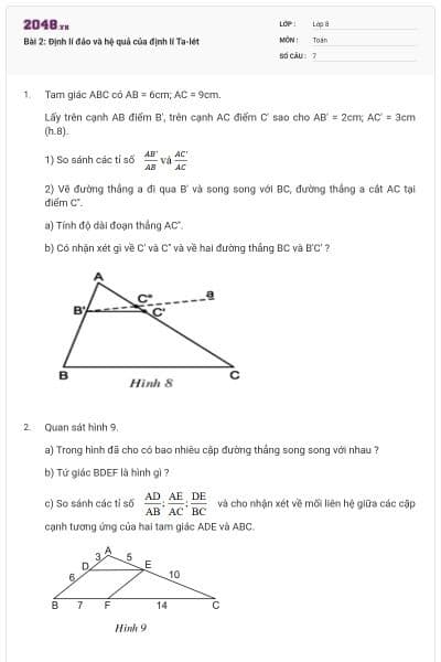 Bài 2: Định lí đảo và hệ quả của định lí Ta-lét