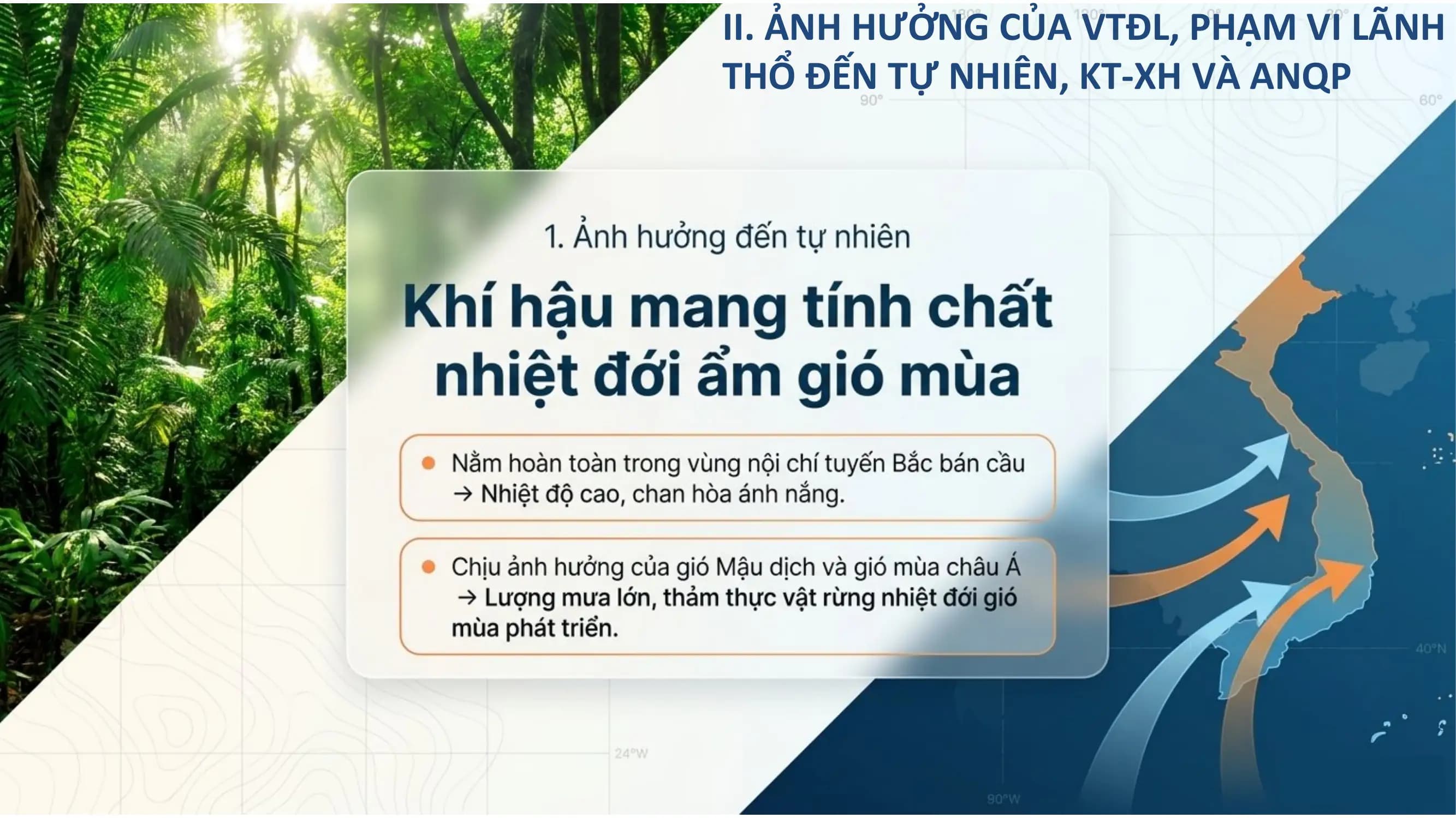 II. ẢNH HƯỞNG CỦA VTĐL, PHẠM VI LÃNH
THỔ ĐẾN TỰ NHIÊN, KT-XH VÀ ANQP