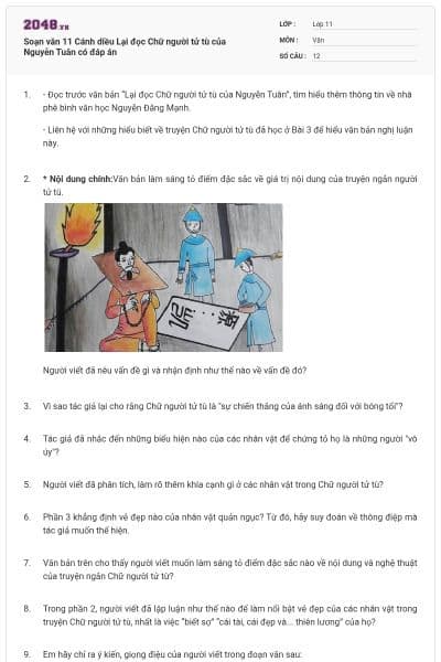 Soạn văn 11 Cánh diều Lại đọc Chữ người tử tù của Nguyễn Tuân có đáp án