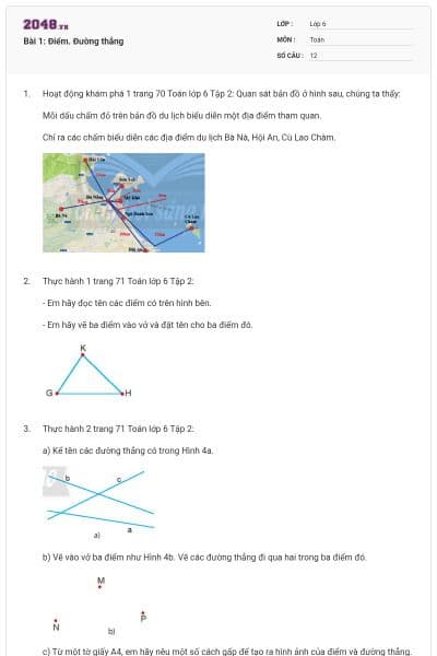 Bài 1: Điểm. Đường thẳng