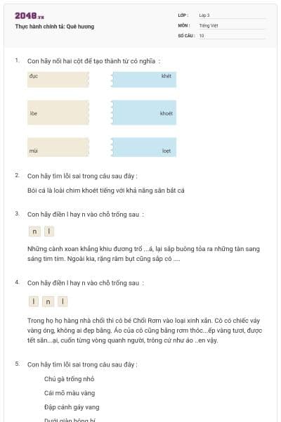 Thực hành chính tả: Quê hương