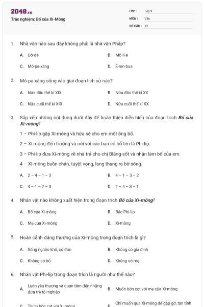 Trắc nghiệm: Bố của Xi-Mông