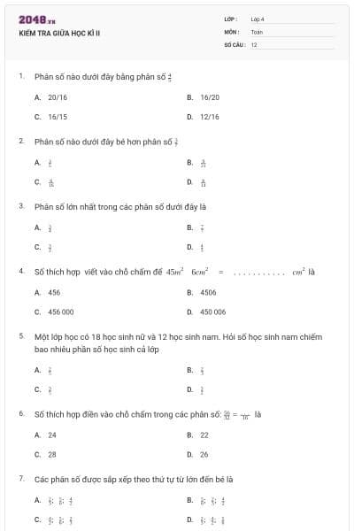 KIỂM TRA GIỮA HỌC KÌ II
