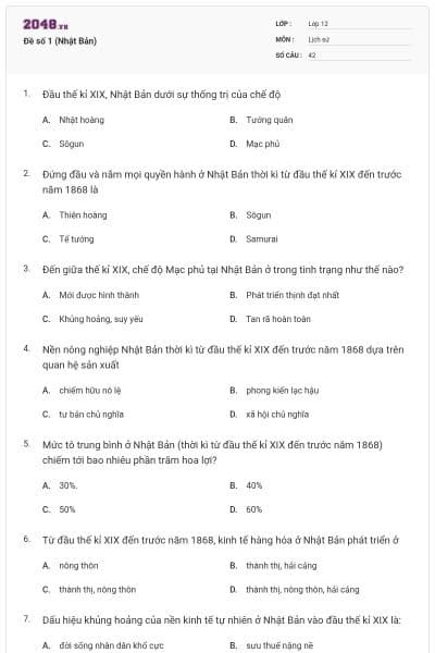 Đề số 1 (Nhật Bản)