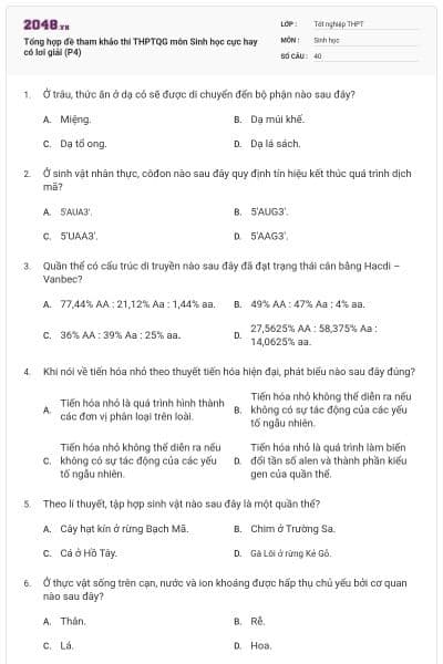 Tổng hợp đề tham khảo thi THPTQG môn Sinh học cực hay có lơi giải (P4)