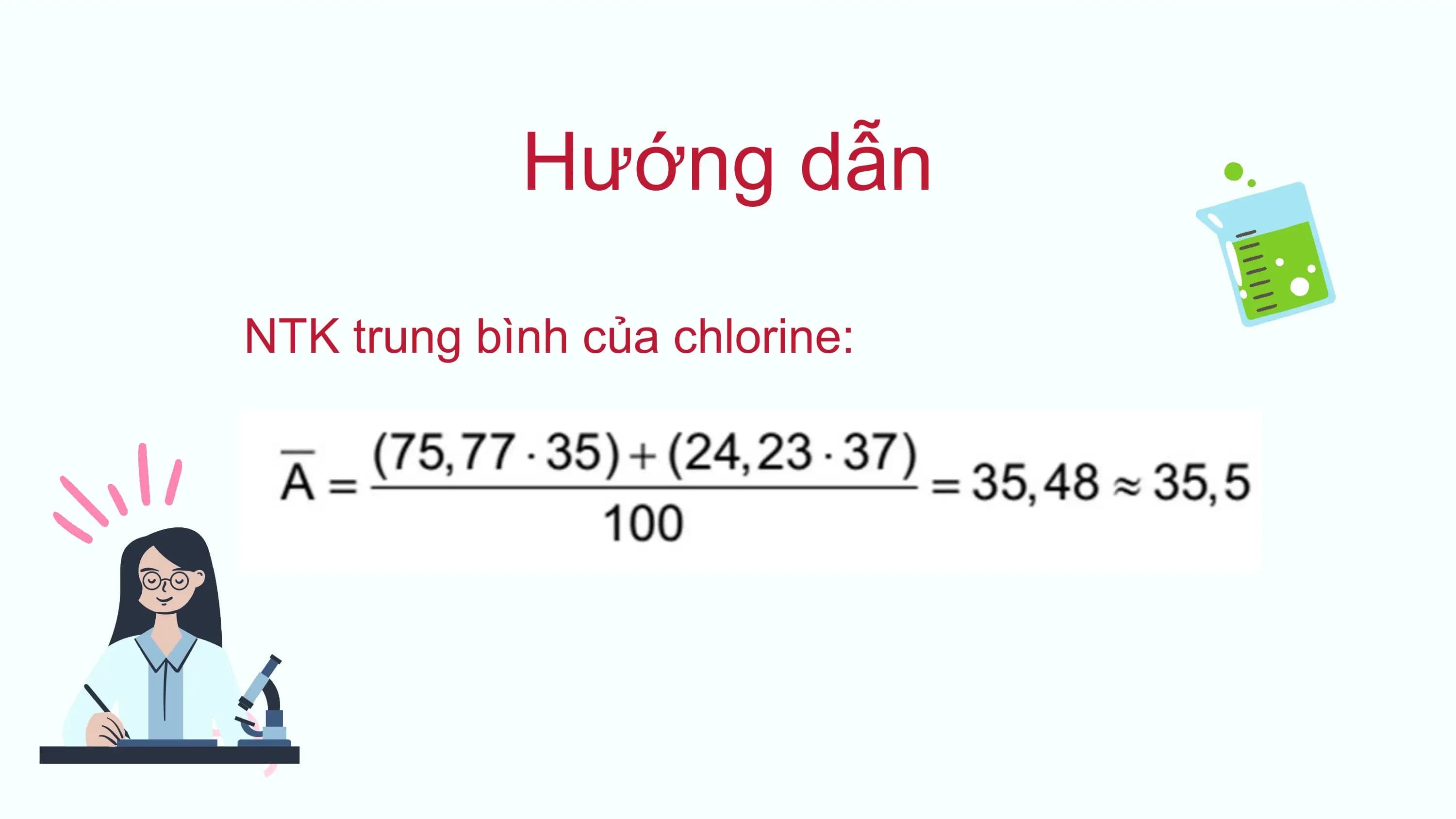 Hướng dẫn
NTK trung bình của chlorine: