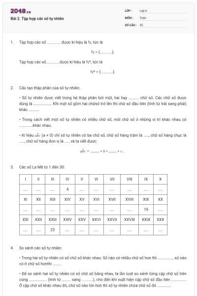 Bài 2. Tập hợp các số tự nhiên