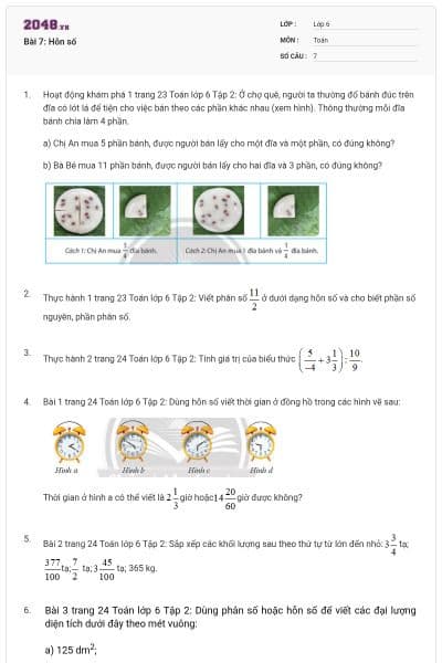 Bài 7: Hỗn số
