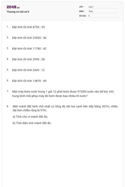 Thương có chữ số 0