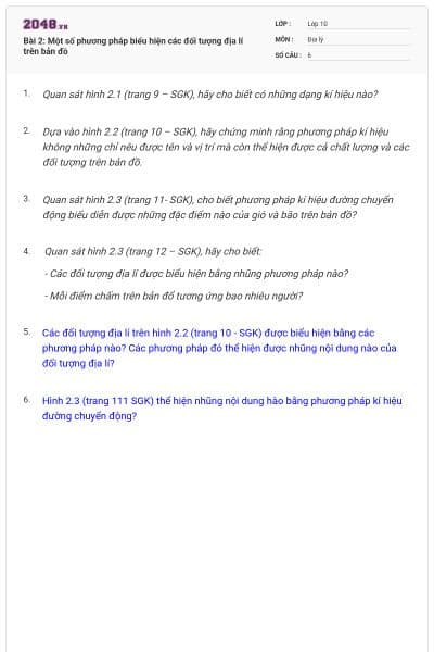 Bài 2: Một số phương pháp biểu hiện các đối tượng địa lí trên bản đồ