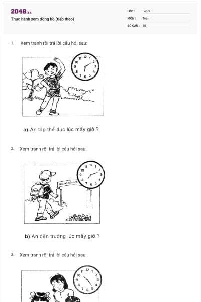 Thực hành xem đồng hồ (tiếp theo)
