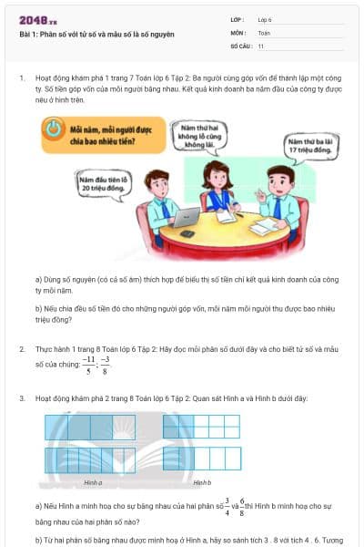 Bài 1: Phân số với tử số và mẫu số là số nguyên