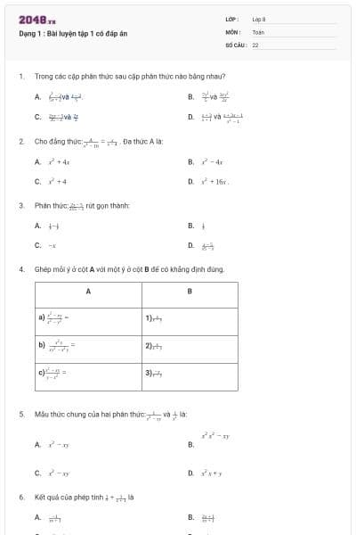Dạng 1 : Bài luyện tập 1 có đáp án