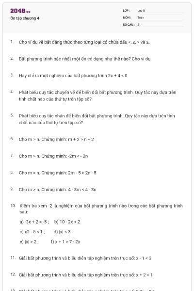 Ôn tập chương 4