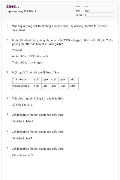 Luyện tập trang 129 Phần 2