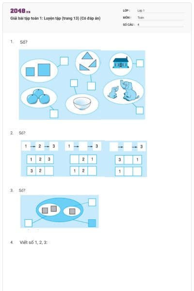 Giải bài tập toán 1: Luyện tập (trang 13) (Có đáp án)