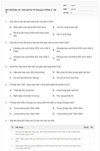 Bộ 4 Đề kiểm tra 1 tiết Lịch Sử 10 Chương 3 (Phần 3 - Đề 1)