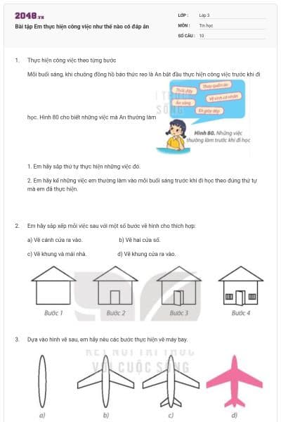 Bài tập Em thực hiện công việc như thế nào có đáp án
