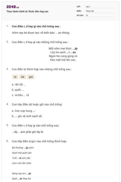 Thực hành chính tả: Rước đèn ông sao